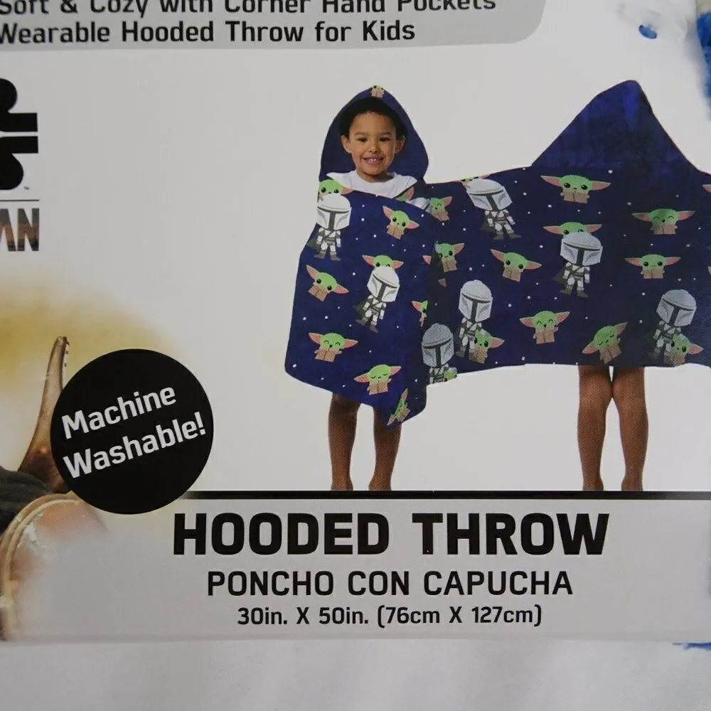 Star Wars The Mandalorian Kids Hooded Throw 30inX50in